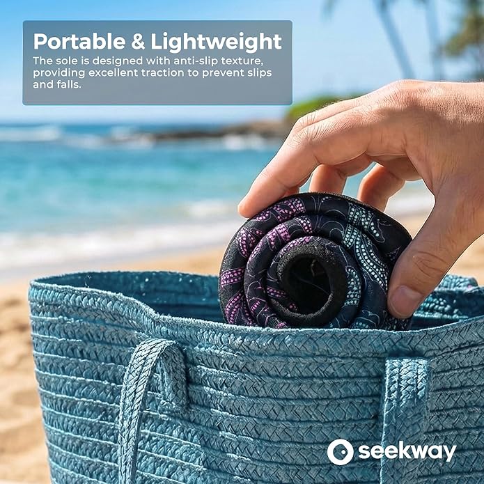 SEEKWAY Water Shoes Women Men Adult Quick-Dry Aqua Socks Barefoot Non Slip for Beach Swim River Pool Lake surf Black SK002(U)