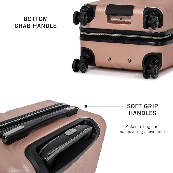 Kenneth Cole REACTION マディソン スクエア 軽量 ハードサイド シェブロン 拡張可能 スピナーラゲッジ、ローズゴールド、2点セット (20インチ & 28インチ)