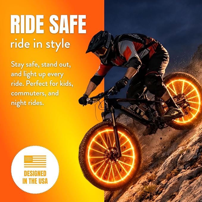 Activ Life LED Bike Wheel Lights with Batteries Included! Get 100% Brighter and Visible from All Angles for Ultimate Safety & Style (1 Tire Pack)