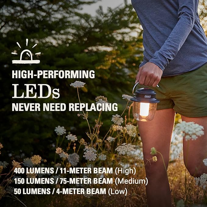 コールマン クラシック充電式800L LEDランタン、耐衝撃・防水ランタン、カラビナハンドル＆充電ポート付き、キャンプ、停電、緊急時などに最適