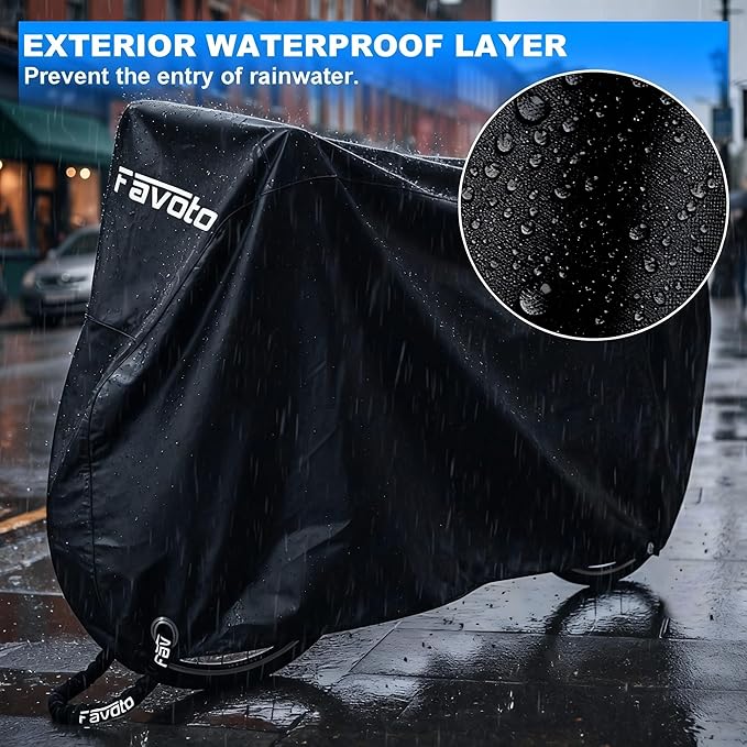 Favoto Bike Cover Waterproof Outdoor - Bicycle Cover for 2 Bikes XXL Sun Rain Dust Wind Protection Heavy Duty with Storage Bag Bike Tarp for Mountain, Road & Electric Bikes