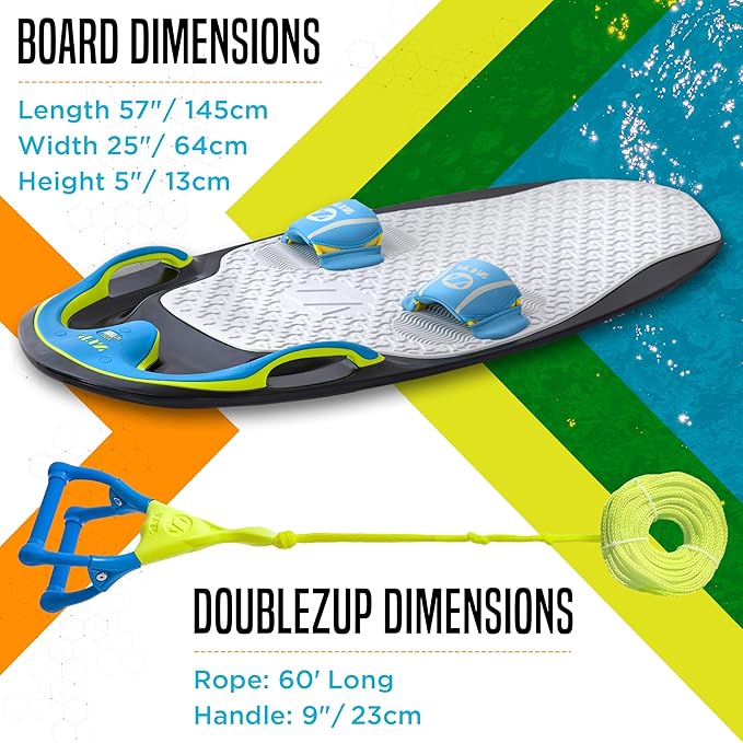 ZUP You Got This 260 Board and Handle Combo with EVA Foam Padding, All-in-One Kneeboard, Wakeboard, Wakeskate, and Wakesurf Board for Kids, Teens, and Adults, 51.7" x 23.8" x 4.6"
