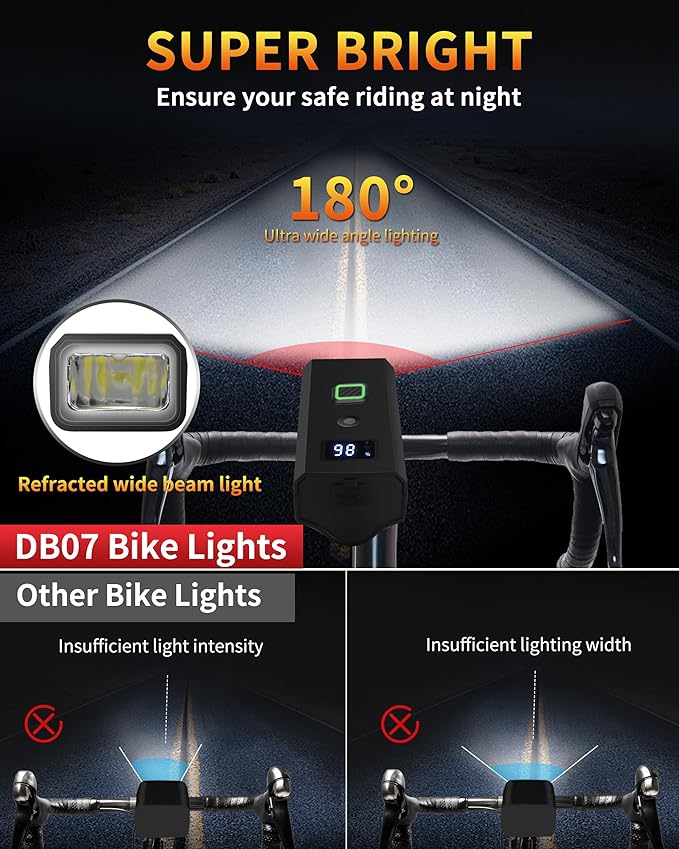 DARKBEAM Bike Lights for Night Riding, USB-C Rechargeable Bicycle Lights Set, Super Bright Bike Headlight and Back Tail Light 4+5 Modes, Easy to Install for Men Women Kids Road Mountain Cycling