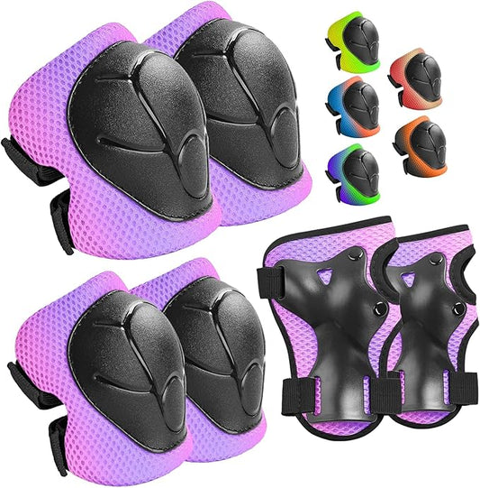 Wemfg Kids Protective Gear Set Knee Pads for Kids 3-14 Years Toddler Knee and Elbow Pads with Wrist Guards 3 in 1 for Skating Cycling Bike Rollerblading Scooter
