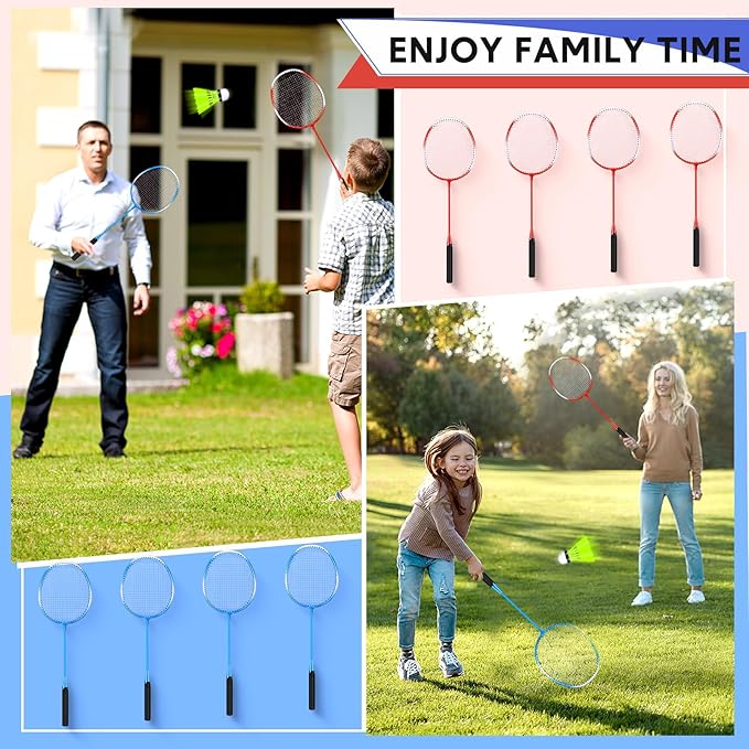 12 Pack Badminton Rackets Set Including Badminton Racquets, Nylon Shuttlecocks and Carry Bag for Outdoor Backyard Games Beginners
