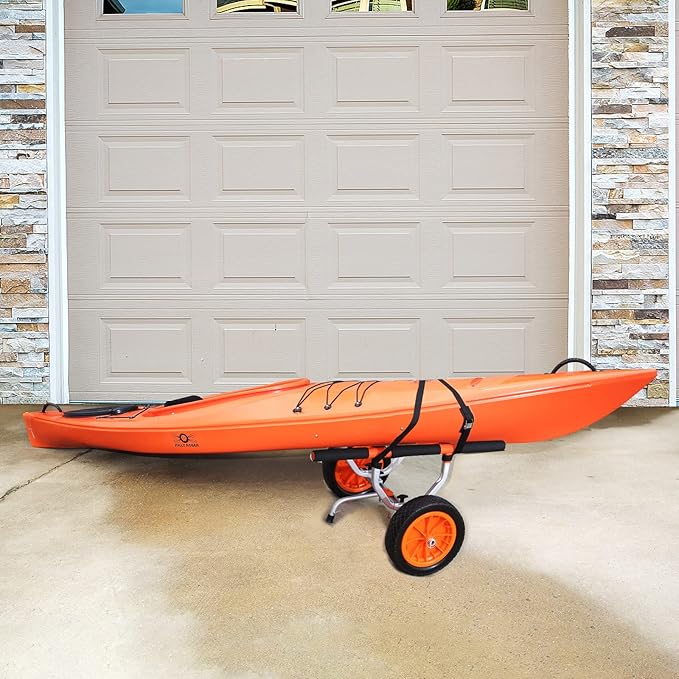 VEVOR Kayak Cart, Heavy Duty 450 LBS Load Capacity Kayak Trailer, Detachable Canoe Trolley Cart with Adjustable Width & Nonslip Support Foot, 12'' Solid Tires for Kayaks Canoes Float Mats Paddleboards