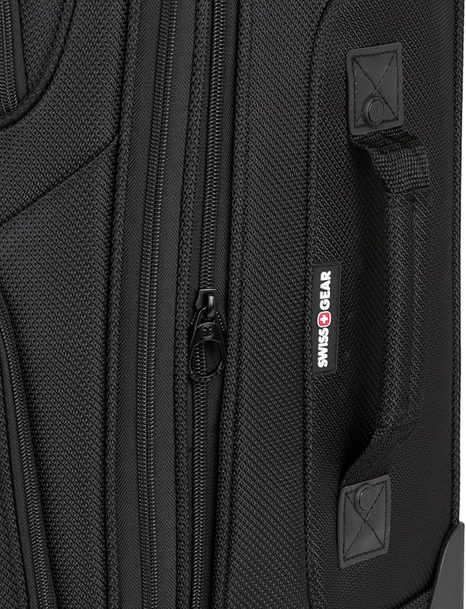 SwissGear Sion Softside Expandable Luggage – Carry-On Suitcase with 360 Degree Wheels & Retractable Handle – 21 Inch, Perfect for 1-3 Night Trips – Black
