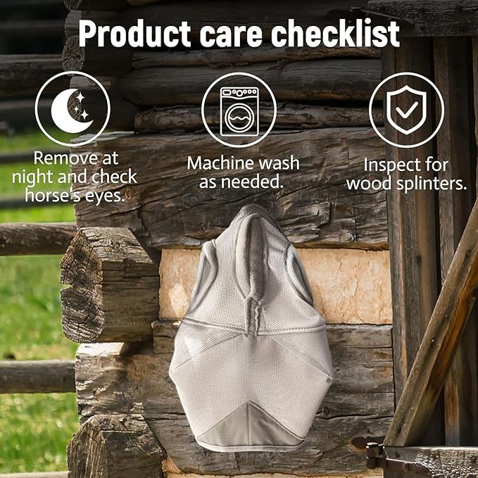 Raelitego Horse Fly Mask, Adjustable Fly Masks for Horses Without Ears, UV Protection from Insect Pests Comfort Mesh Without Nose Average Size Horses Accessories (XL)