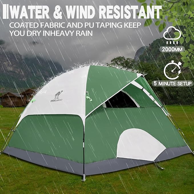 CAMEL CROWN Tents for Camping 2/3/4/5 Person Camping Dome Tent, Waterproof,Spacious, Lightweight Portable Backpacking Tent for Outdoor Camping/Hiking