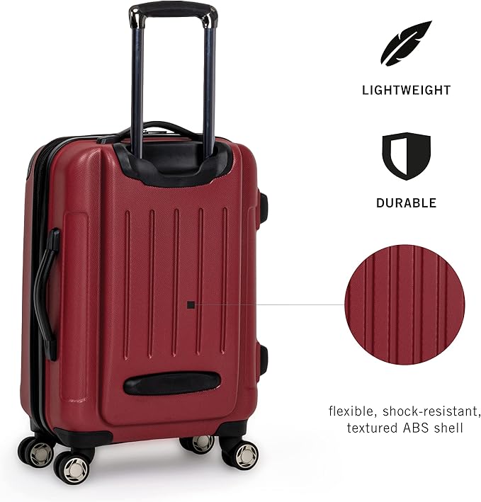 Kenneth Cole REACTION Renegade Luggage 拡張可能 8輪スピナー 軽量 ハードサイド スーツケース スカーレットレッド 28インチ チェック済み