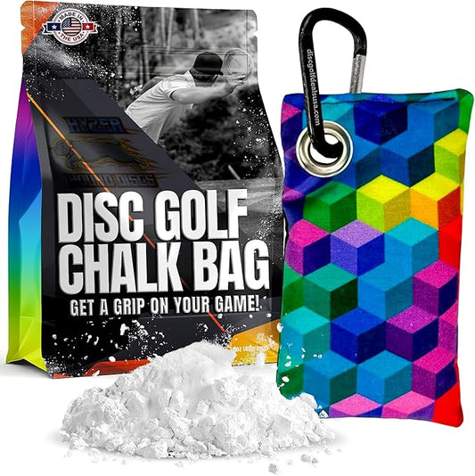 HYZER HOUND DISCS Disc Golf Chalk Bag | Dry Your Hands in the Heat of Summer | Attaches to Bag with a Carabiner | Improve Your Hand Grip for Consistency | Essential Disc Golf Accessories | Chalk
