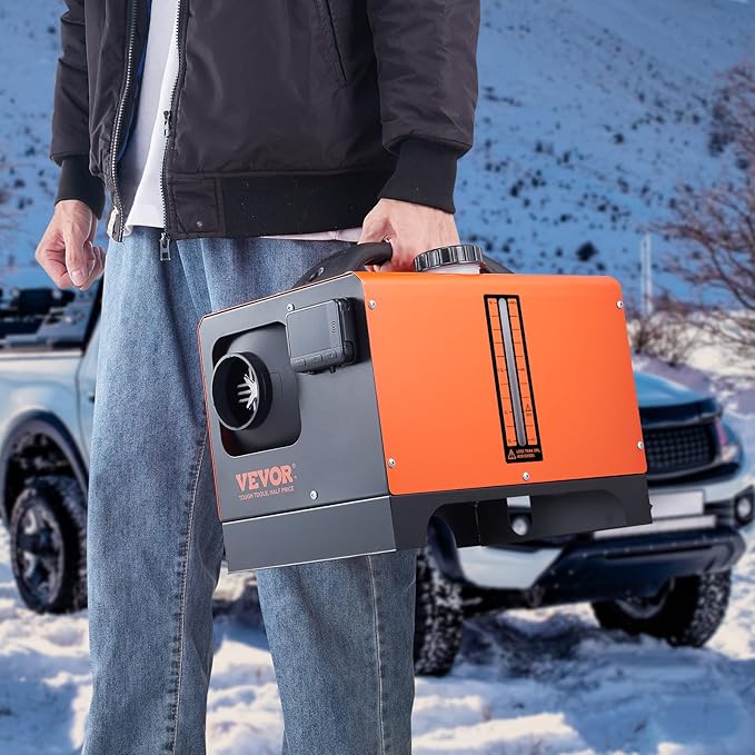 VEVOR Diesel Heater, 12V All-in-one Diesel Air Heater with Remote Control and LCD Display, 5L Fuel Tank Fast Heating Portable Diesel Parking Heater for RV, Truck, 8KW, Upgrade - APP Control, Orange