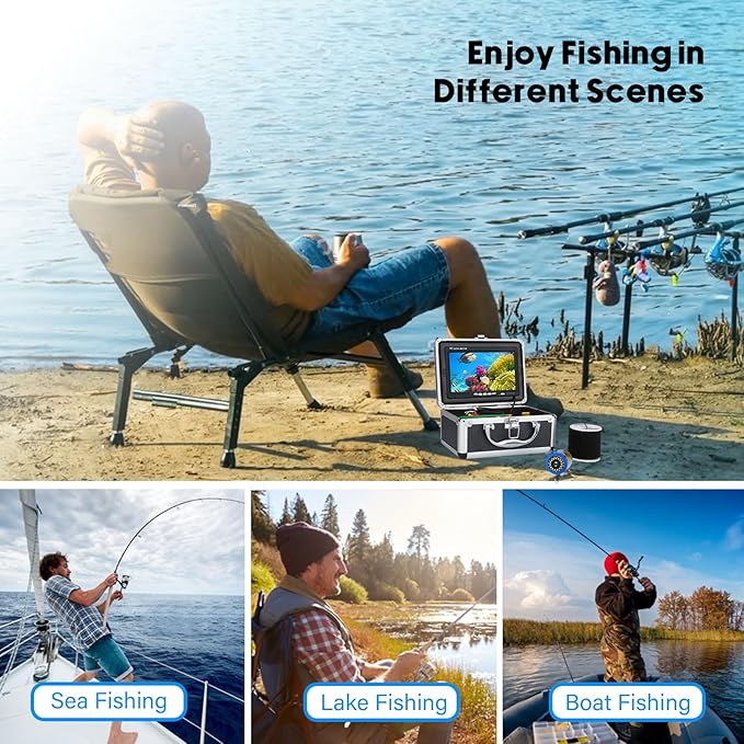 モニター付き釣りカメラ アイスフィッシングカメラ 水中 1000TVL、30mケーブル 湖 カヤック ボート 海水釣り用