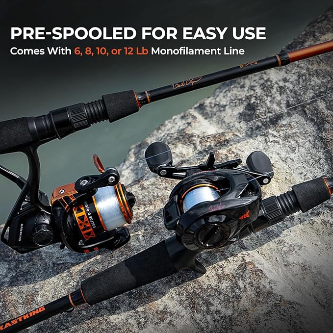 KastKing Brent Chapman Baitcasting Reel and Rod Combo, Tailored Tackle Kits, Pre-spooled Design, IM6 Graphite 2Pc Blanks, 5 + 1 Ball Bearings, Aluminum Oxide Ringed Stainless Steel Guides, EVA Handles