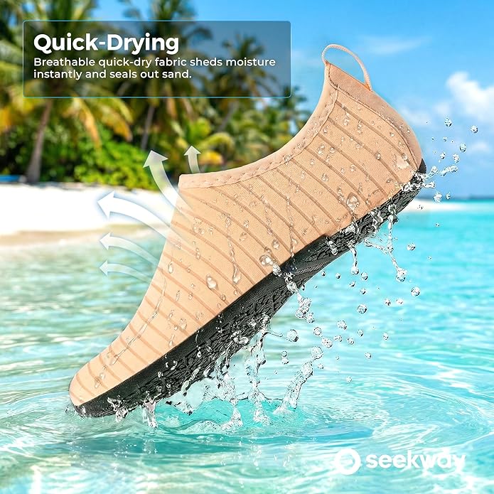 SEEKWAY Water Shoes Women Men Adult Quick-Dry Aqua Socks Barefoot Non Slip for Beach Swim River Pool Lake surf Black SK002(U)