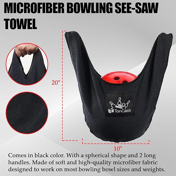 TonGass Bowling Basics Accessories Kit, Microfiber Bowling Ball Seesaw Towel, Bowlings Cleaner Spray Kit, Microfiber Ultra Dry Bowlings Grip Balls