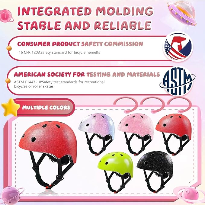 Kids Bike Helmet Set for Boys Girls Toddler Bicycle Helmet Adjustable Skateboard Helmet Protective Gear Set Knee Elbow Wrist Pads for Children Cycling, Scooter, Outdoor Sports
