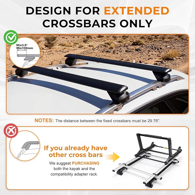 TOOENJOY Heavy-Duty Kayak Lift Assist Roof Rack, 100 LBS Capacity Kayak Canoe Rooftop Loader, Elevating Assist System for Easy Loading