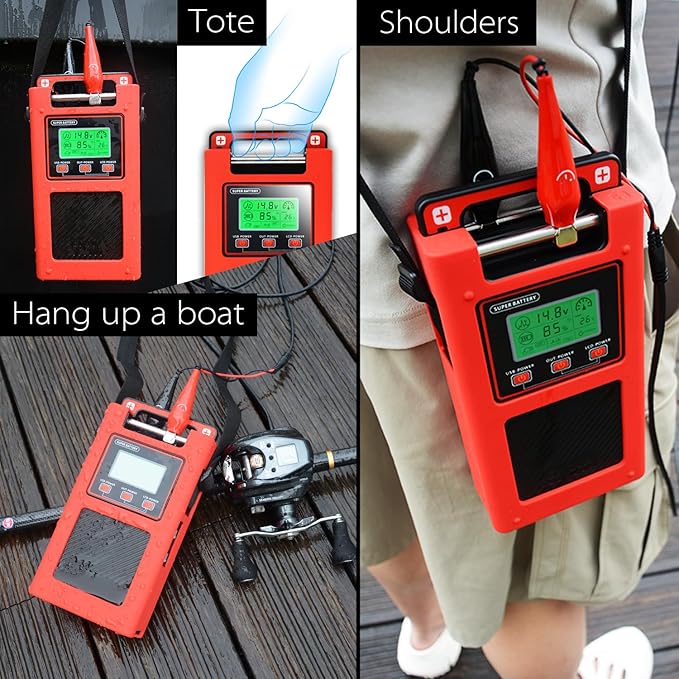 GP20A 14.8V Electric Reel Battery Compatible with Daiwa Tanacom 1000 750 Seaborg 500MJ Leobritz Shimano Plays BeastMaster ForceMaster Fishing Reel Battery with Charger and 1.5M Power Cord