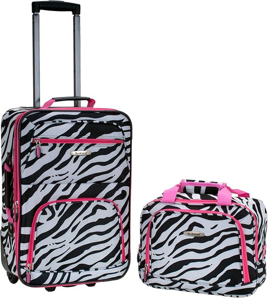 Rockland Fashion Softside Upright Luggage Set, Pink Zebra, 2-Piece (14/19)