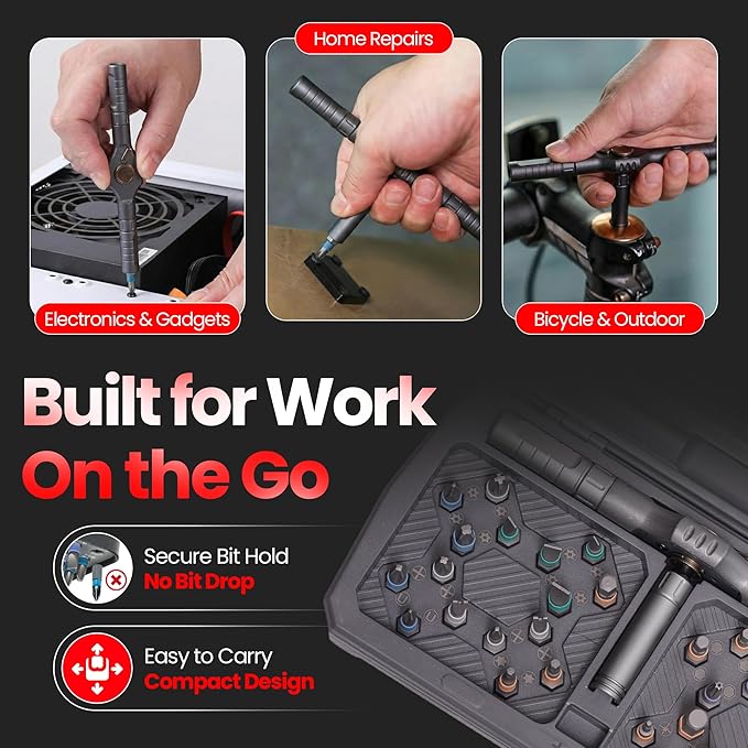 34 in 1 Magnetic Screwdriver Set, Magnetic Ratchet Screwdriver Set with Multi-Bit Ratcheting Handle & Bit Magnetizer, Compact Repair Tool Kit with Storage Case for Furniture, Computer, Bicycle and DIY