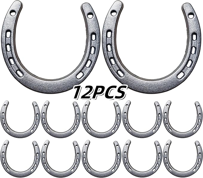 Desyeryamimi 8,12,24 PCS Horseshoe Wall Decor,Lucky Cast Iron Horse Shoes for Decorations,Crafts,Wedding,Birthday,Cowboy Party,Western Party Favors Supplies (12)