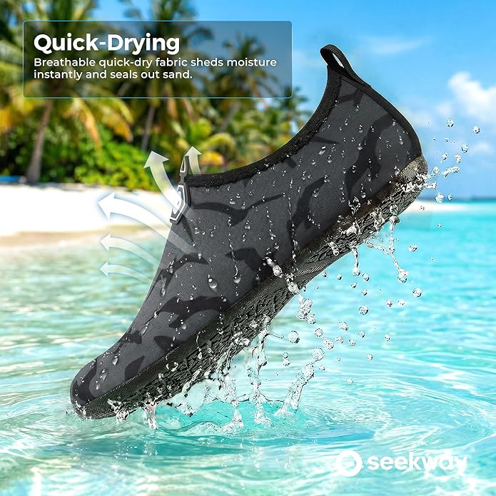 SEEKWAY Water Shoes Women Men Adult Quick-Dry Aqua Socks Barefoot Non Slip for Beach Swim River Pool Lake surf Black SK002(U)