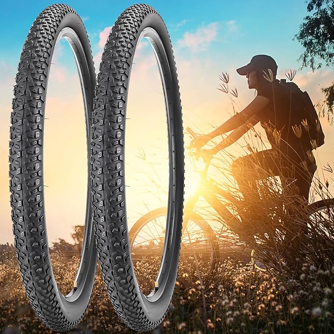 SIMEIQI 2 Pack 20"x2.125"/ 26"x2.1"/ 29"x2.125" Inch Bike Tire with 2 Levers for Mountain Foldable Replacement Beach Bicycle Tires