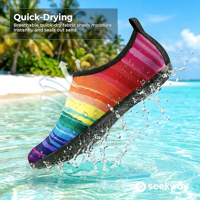 SEEKWAY マリンシューズ ウォーターシューズ レディース メンズ 大人 速乾 アクアソックス ベアフット 滑り止め ビーチ水泳 川 プール 湖 サーフィン用 ブラック SK002(U)