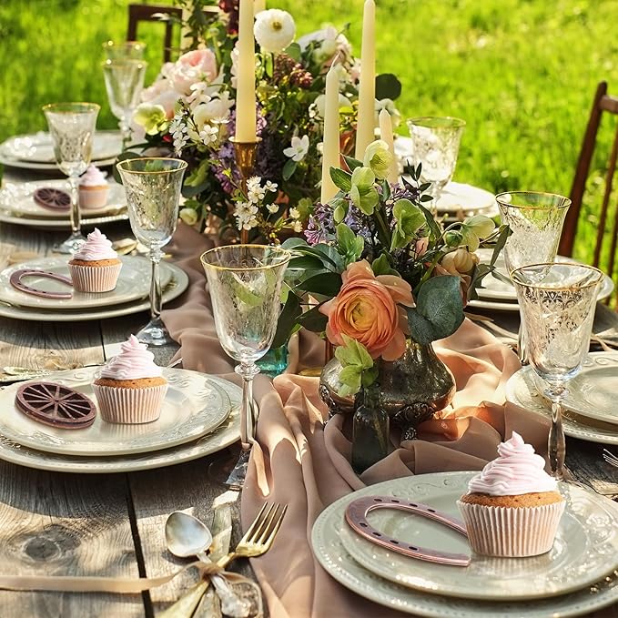 Junkin 24 Pcs Western Theme Party Decorations Mini Horseshoes Wagon Wheel Crafts Western Table Centerpieces Lucky Horseshoe for Wedding Party Favors Supplies Cowboy Cowgirl Birthday Decoration