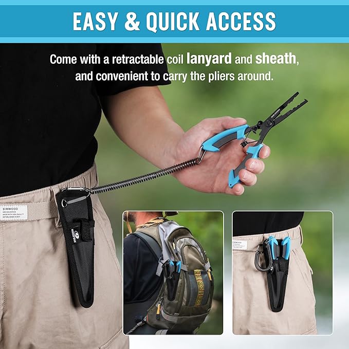 Mossy Oak Fishing Tools Kit- Fishing Plier, Fish Lip Gripper, Multifunctional Fishing Hook Remover with Lanyards Sheath, Saltwater Resistant Fishing Accessories & Equipment, Fishing Gifts for Men