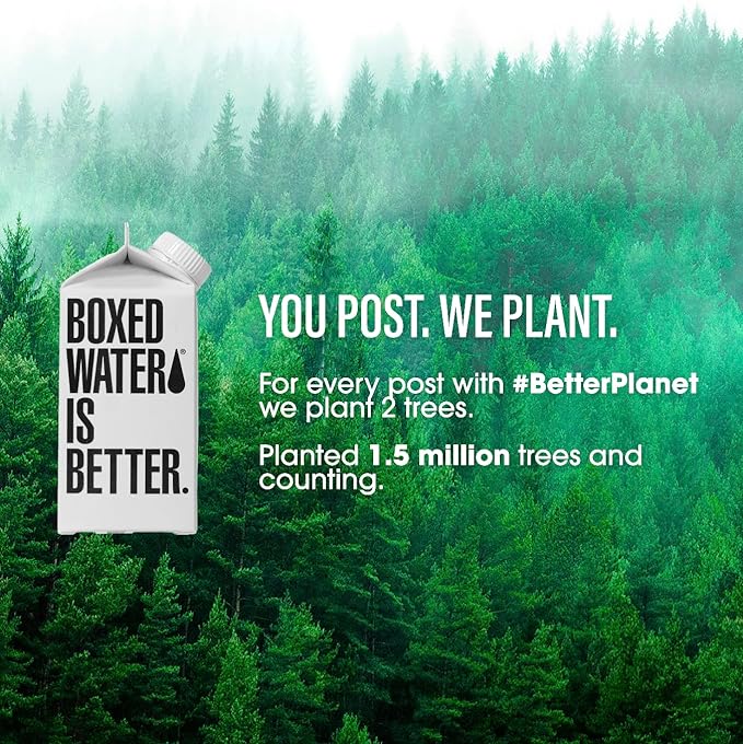 Boxed Water 11.2オンス（24個パック） – プレミアムプラスチック製精製飲料水より優れたBPAフリー、詰め替え・再利用可能なカートン – ミニ