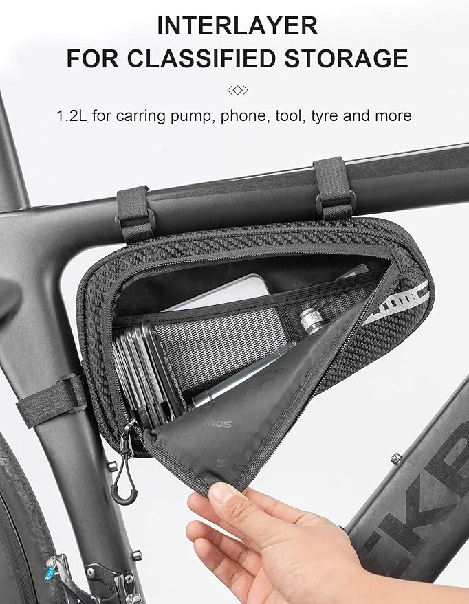 ROCKBROS Bike Bag Bicycle Frame Bag Bike Triangle Storage Bag Bike Accessories Pouch Cycling Pack for MTB Road Bicycle Accessories