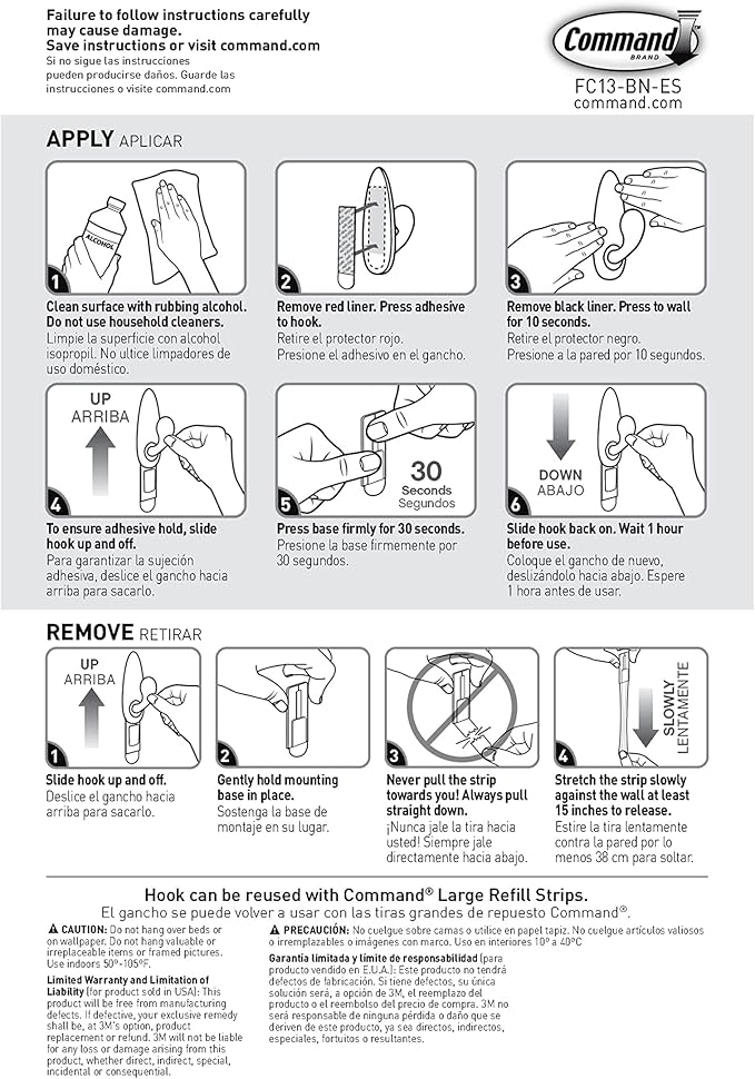 Command 5 lb Large Oil Rubbed Bronze Metal Hooks, 2 Coat Hooks and 4 Strips, Damage-Free Hanging with Adhesive, Forever Classic Great for Hanging Home and Room Decor