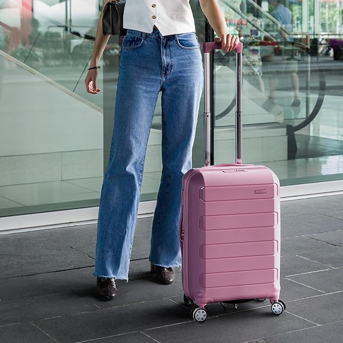 Traveler's Choice Pagosa Hardshell Expandable Luggage with Spinner Wheels, Mauve, 26-Inch Medium