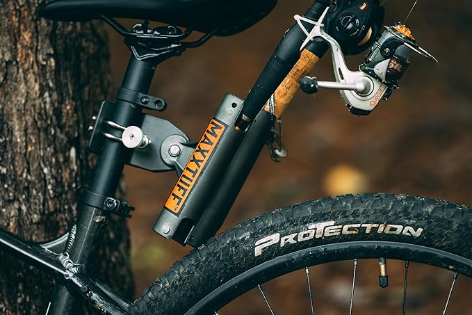 Heavy-Duty Bicycle Rod Holder, Universal Fit, Holds 2 Fishing Rods, Mounts to Seat Post - MTM103
