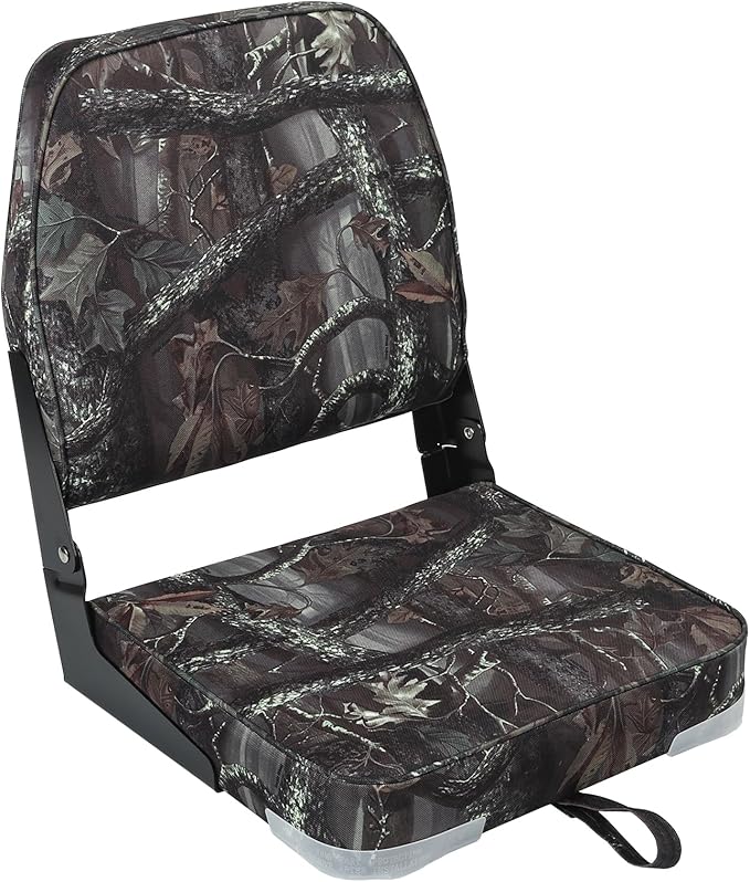 ERGOSEAT Folding Boat Seats Padded Camo Fishing Boat Chair with Backrest Marine Bass Jon Boat Seat