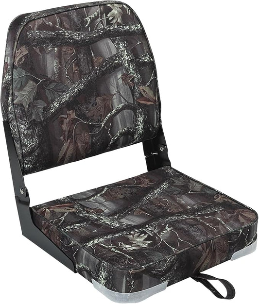 ERGOSEAT Folding Boat Seats Padded Camo Fishing Boat Chair with Backrest Marine Bass Jon Boat Seat
