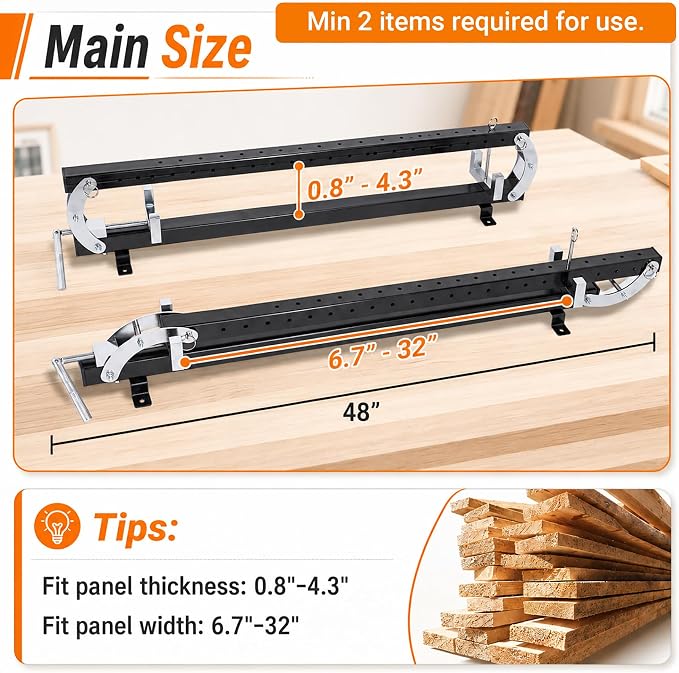 48" Panel Clamp 1 Pack with 2 U-Shaped Blocks