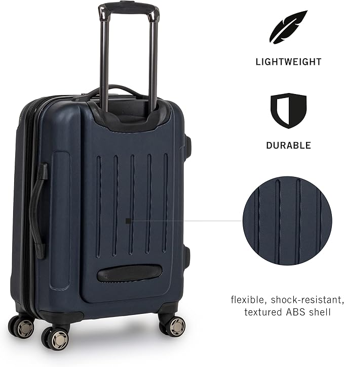 Kenneth Cole REACTION レネゲード 荷物拡張可能 8輪スピナー 軽量 ハードサイド スーツケース、ネイビーブルー、24インチ チェックイン