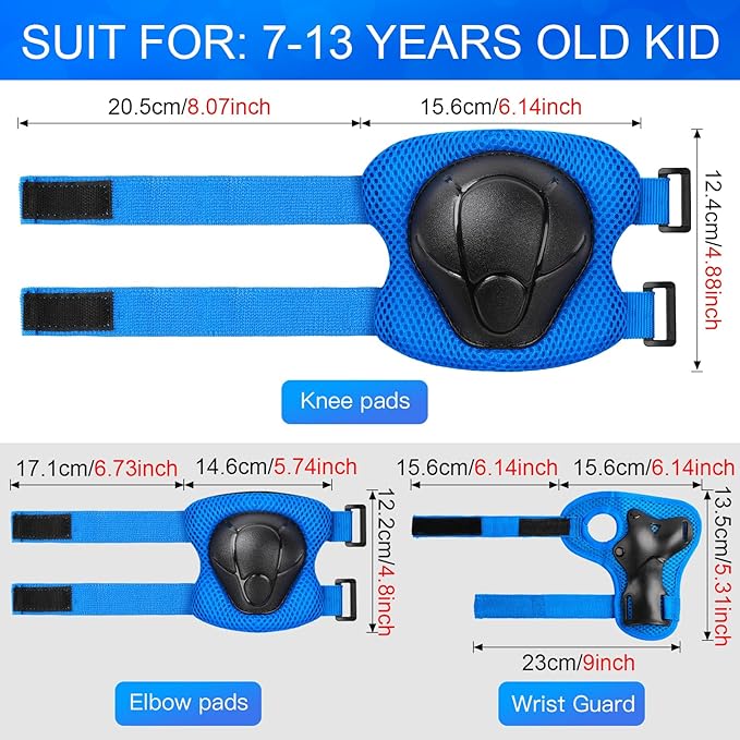 Wemfg Kids Protective Gear Set Knee Pads for Kids 3-14 Years Toddler Knee and Elbow Pads with Wrist Guards 3 in 1 for Skating Cycling Bike Rollerblading Scooter