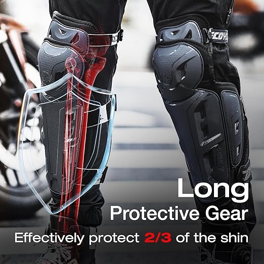SCOYCO Motorcycle Knee Pads for Men - CE Level 1 Motocross Knee Shin Guards Protective Gear with 45°-180° Knee Flexibility Design and Adjustable Elastic Bands
