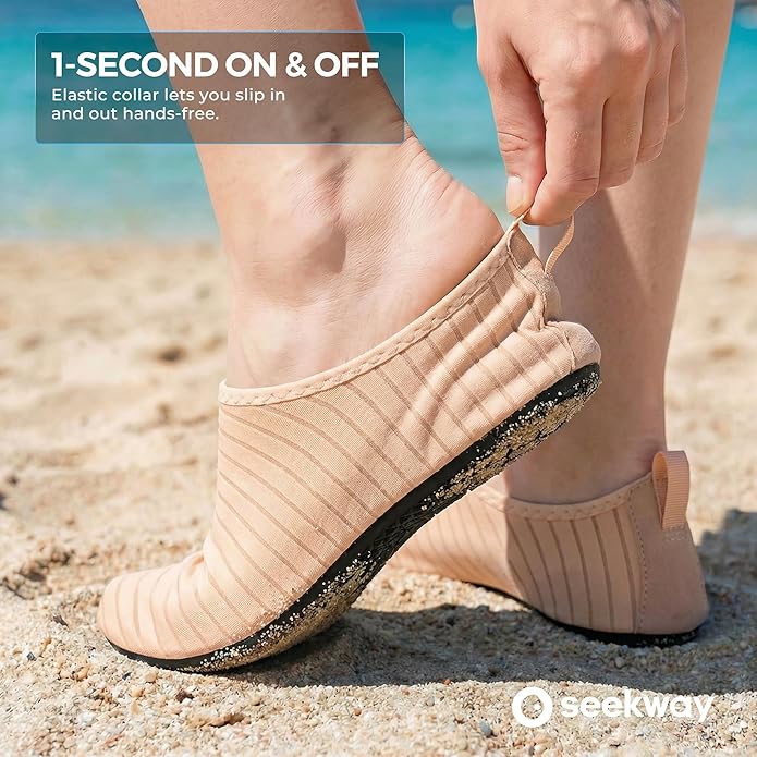 SEEKWAY Water Shoes Women Men Adult Quick-Dry Aqua Socks Barefoot Non Slip for Beach Swim River Pool Lake surf Black SK002(U)