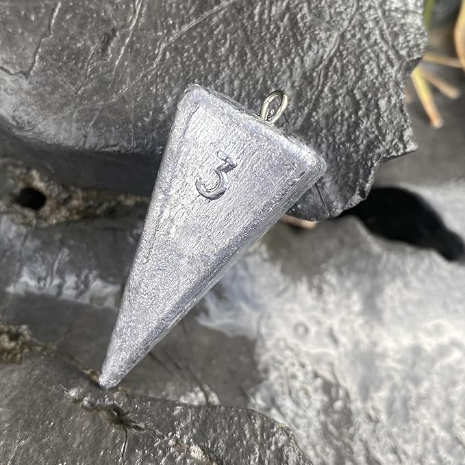 Pyramid Sinkers Fishing Weights, Saltwater Fishing Sinkers for Surf Fishing Gear Tackle - 1oz, 2oz, 3oz