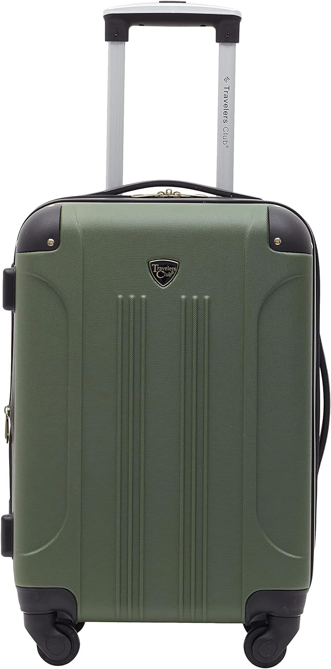 Travelers Club Chicago Hardside Expandable Spinner Luggage, Thyme Green, 22" Carry-On