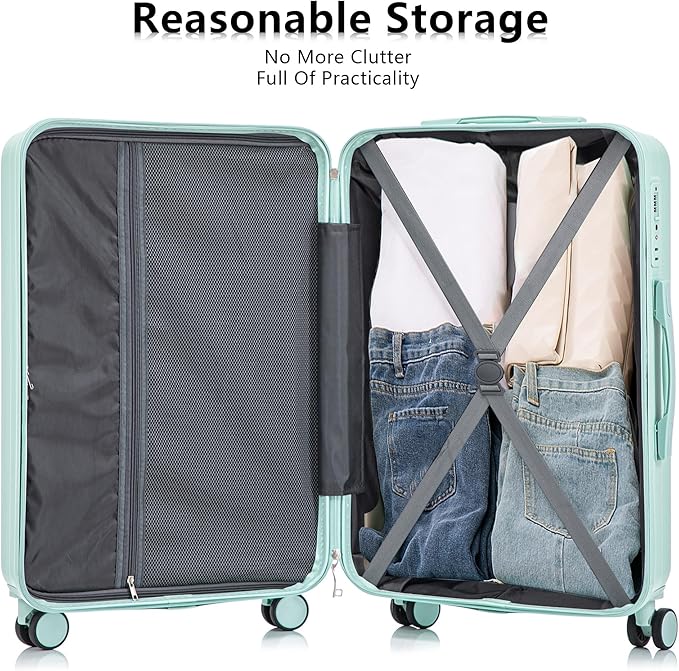 3 Pcs ABS Hardside Luggage Sets TSA Lock Spinner Wheel Suit Cases
