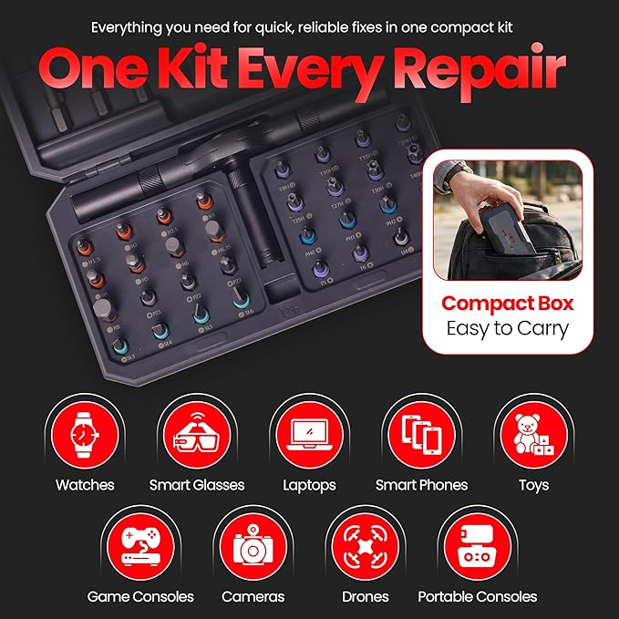 42 in 1 Magnetic Screwdriver Set, Magnetic Ratchet Screwdriver Set with Multi-Bit Ratcheting Handle & Bit Magnetizer, Compact Repair Tool Kit with Storage Case for Furniture, Computer, Bicycle and DIY