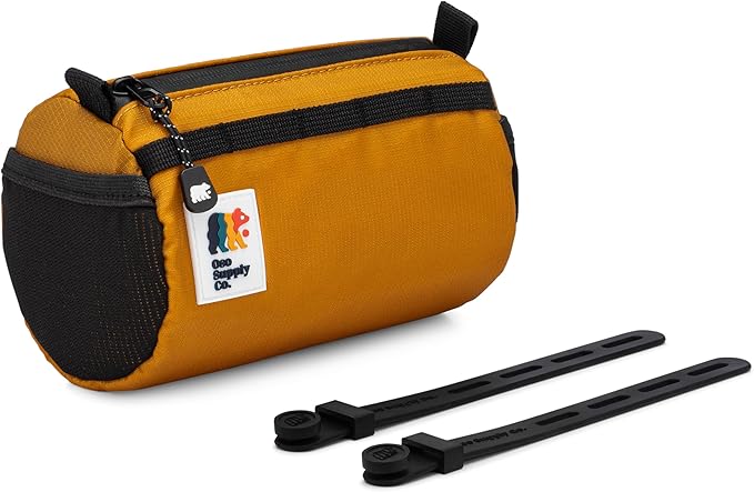 Oso Supply Co Handlebar Bike Bag – Water-Resistant Hard Shell with Quick-Access Zipper, Side Mesh Pockets, and Spacious Storage – Ideal for Cycling, Commuting, and Adventure Rides (Golden Yellow)