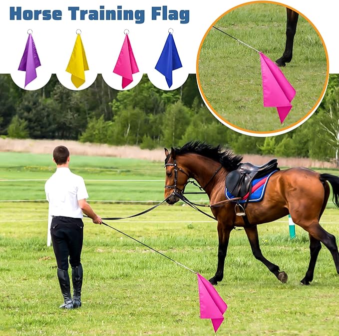 Equestrian Training Flag 4 Pieces Equestrian Training Equipment Nylon Flag with Flagpole