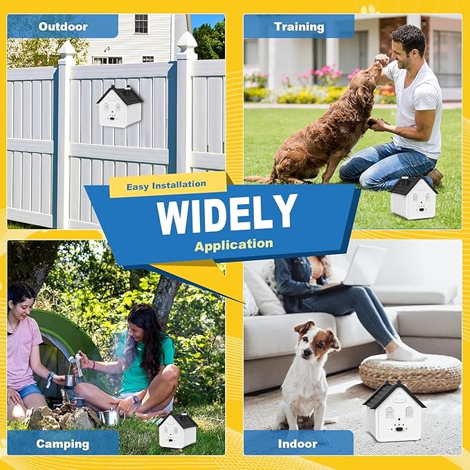 Effective Anti Barking Deterrent - 3 Adjustable Levels Bark Control Device, 50FT Waterproof Outdoor Tool for Small/Medium/Large Dogs